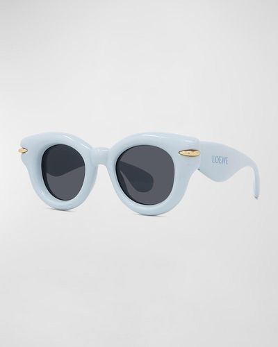 Loewe Inflated Acetate-nylon Round Sunglasses - Blue