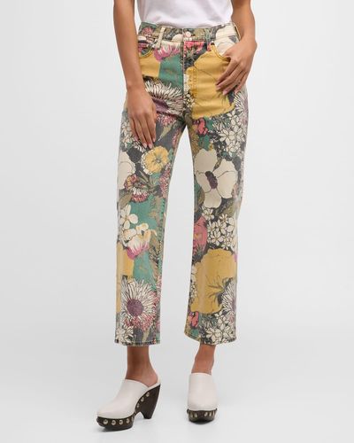 Mother The Rambler Zip Ankle Floral Jeans - Multicolor
