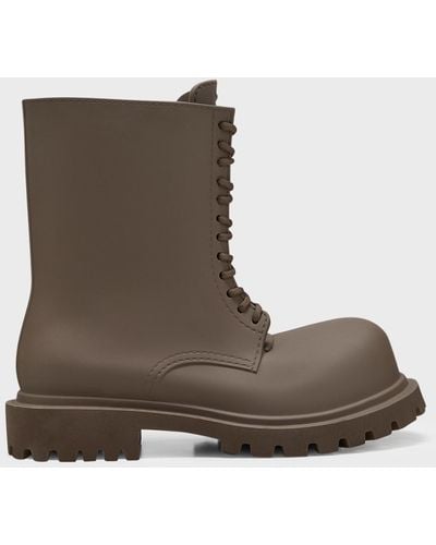 Balenciaga Oversized Leather Army Boots - Brown