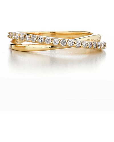 Sarah Chloe Jolie 14K Wrap Diamond Band Ring, And 7 - Metallic