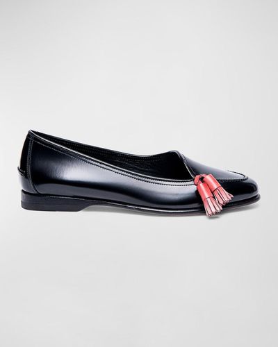 Santoni Andrea Tassel Leather Loafers - Black