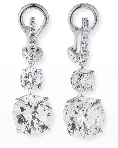 Fantasia by Deserio 10.0 Tcw Canary/Clear Cubic Zirconia Drop Earrings - White