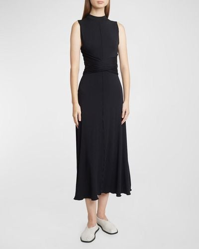 Proenza Schouler Beatrice Crisscross Sleeveless Jersey Midi Dress - Black