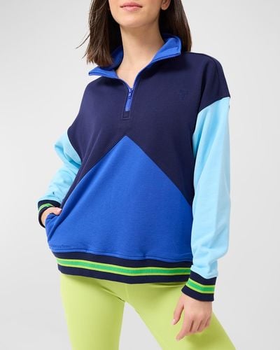 Terez Colorblock 1/4-Zip Sweatshirt - Blue
