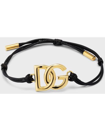 Dolce & Gabbana Logo Charm Bolo Bracelet - Black