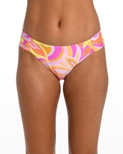Sunshine 79 Shirred-Side Hipster Bikini Bottoms - Pink