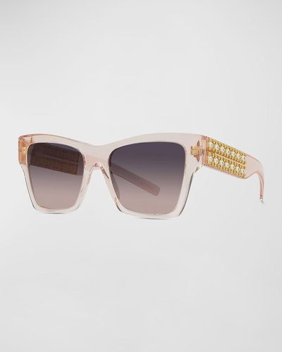 Givenchy Plumeties Crystal & Acetate Square Sunglasses - Brown