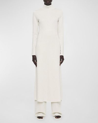 JOSEPH Metallic Mock-Neck Midi Sweater Dress - White
