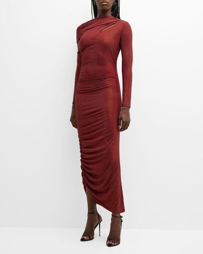 Cult Gaia Kumasi Long-Sleeve Cutout Sequin Gown - Red
