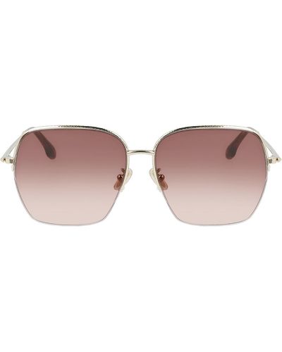 Victoria Beckham Hammered Oversized Square Metal Sunglasses - Pink