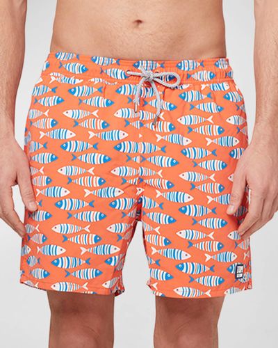 Tom & Teddy Fish-Print Swim Shorts - Orange