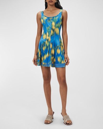 Jonathan Simkhai Cloe Citrus Abstract-Print Mini Dress - Blue