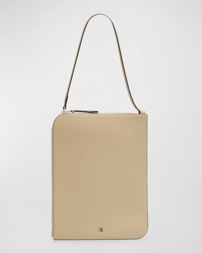 Totême Zip Slim Leather Tote Bag - Natural