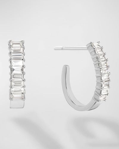 Lana Jewelry 14k Gold Baguette Diamond Huggie Earrings, 0.5 Tcw - Gray
