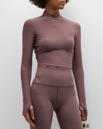 Beyond Yoga Featherweight Moving On Cropped Pullover - Purple