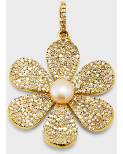 Margo Morrison 18K Vermeil Diamond And Pearl Flower Charm - Metallic