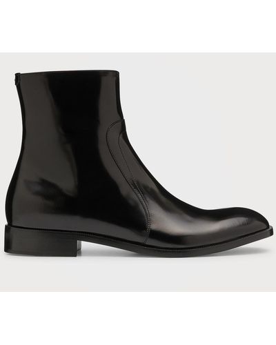 Maison Margiela Leather Zip Ankle Boots - Black