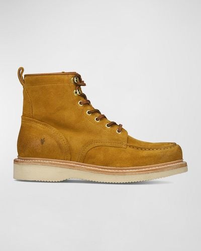 Frye Hudson Suede Lace-Up Work Boots - Natural