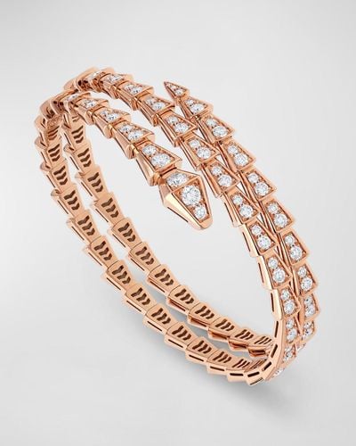BVLGARI Serpenti Viper 2-coil Bracelet In 18k Rose Gold And Diamonds, Size M - Pink