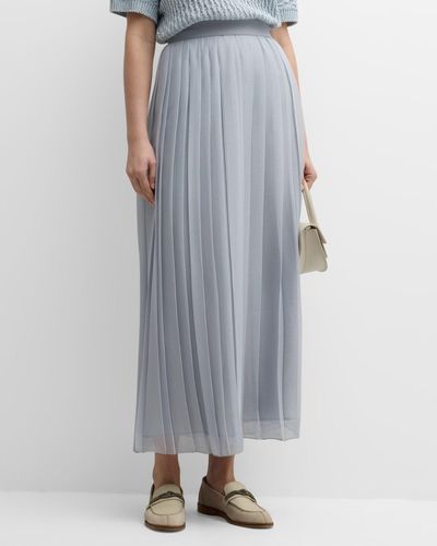 Eleventy Pleated Straight Maxi Skirt - Blue
