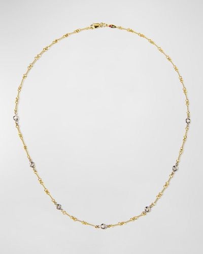Roberto Coin Two-tone 18k 7-diamond Dog Bone Necklace - Natural