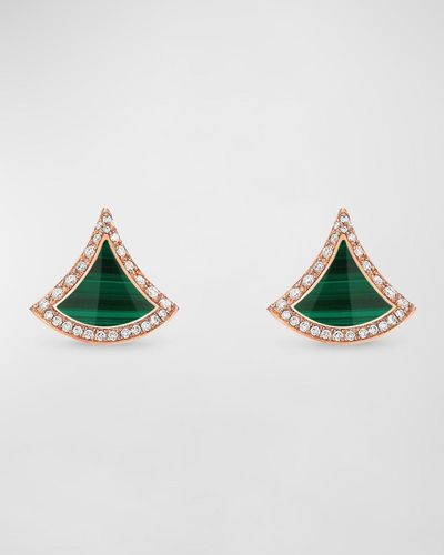 BVLGARI Divas Dream 18k Rose Gold Malachite And Diamond Earrings - Green