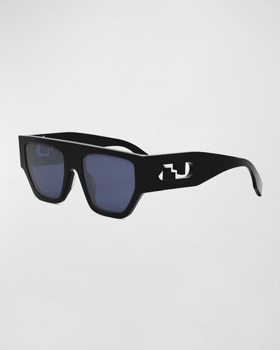 Fendi O'Lock Flat-Top Nylon Cat-Eye Sunglasses - Blue