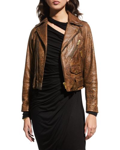 Golden Goose Faded Leopard-print Leather Jacket - Black