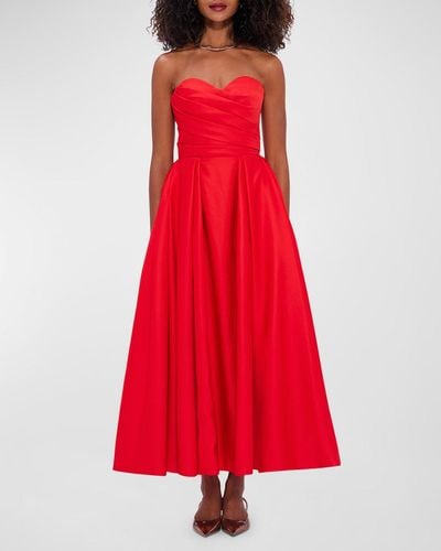 LEO LIN Jessica Pleated Sweetheart Bustier Gown - Red