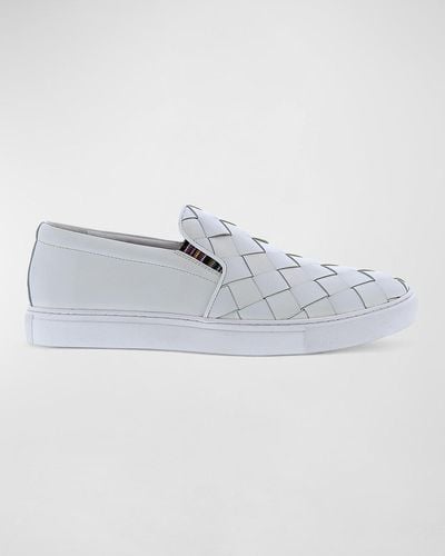 Robert Graham Erosion Woven Leather Low-Top Sneakers - White
