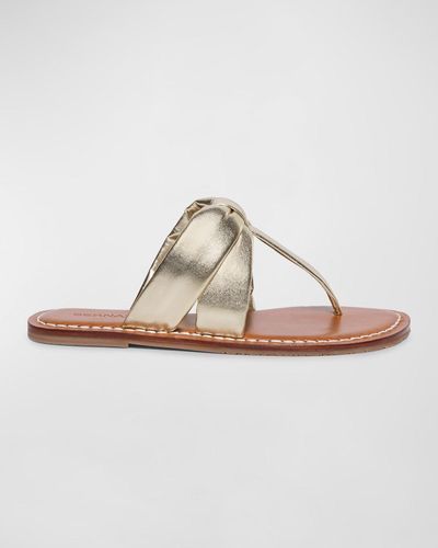 Bernardo Metallic Flat Thong Slide Sandals - White