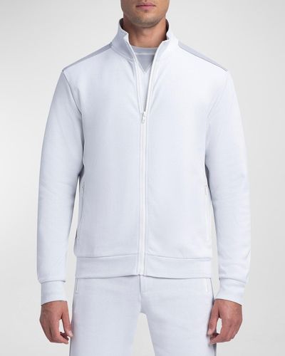 Bugatchi Double-Sided Comfort Knit Full-Zip Sweatshirt - White