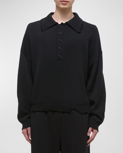 Helmut Lang Distressed Polo Shirt - Black