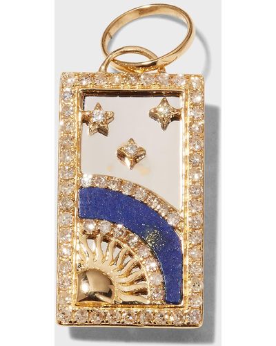 Kastel Jewelry Diamond & Lapis Tarot Sun & Moon Pendant - Blue