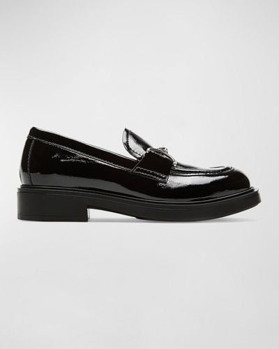 La Canadienne Celine Patent Chain Slip-On Loafers - Black