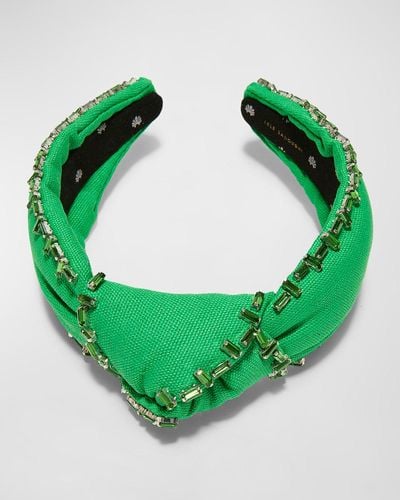 Lele Sadoughi Knotted Embellished-Trim Headband - Green