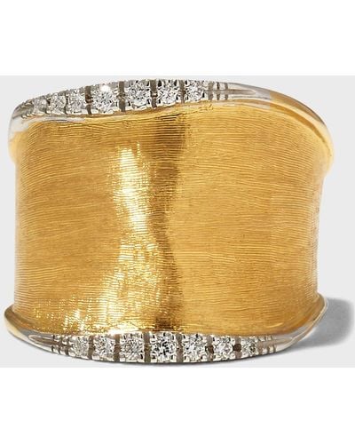 Marco Bicego Lunaria 18k Gold Medium Band Ring With Diamonds, Size 7 - Metallic