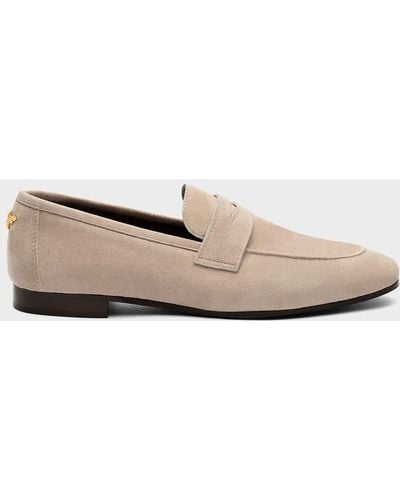 Bougeotte Flaneur Suede Flat Penny Loafers - White