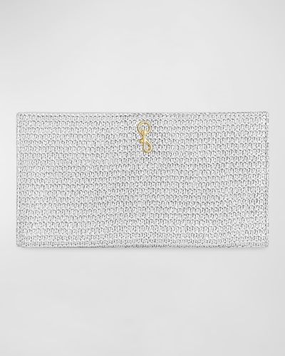 Rebecca Minkoff Mesh Metallic Leather Wallet On Chain - White