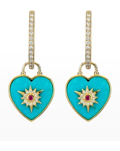Three Stories Jewelry 14K Diamond Trust Your Heart Earring Pendant, Single - Blue