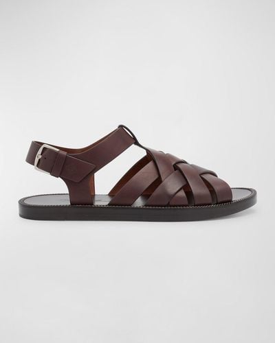 Loro Piana Kumihimo Leather Sandals - Brown