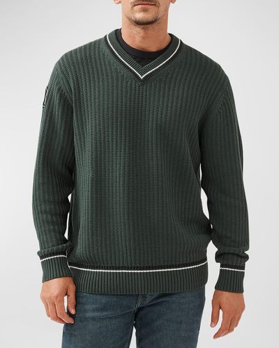 Rodd & Gunn Little Bay Ribbed Knit V-neck Sweater - Green