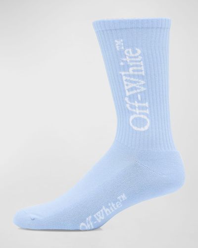Off-White c/o Virgil Abloh Big Logo Bookish Mid-Calf Socks - Blue