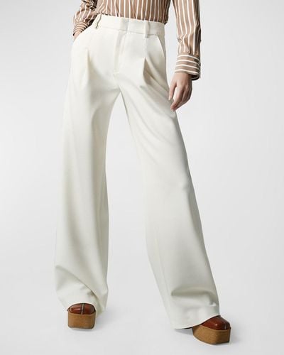 Smythe Drapey Mid-Rise Pleated Cotton Pants - White