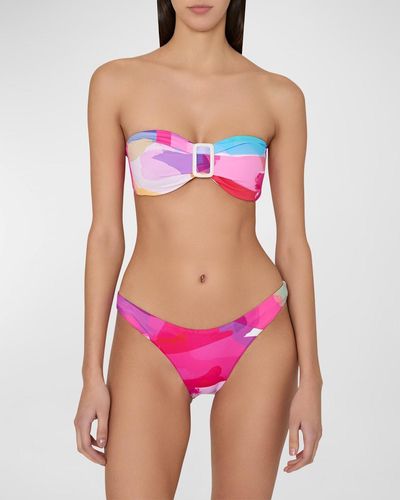 Milly Cabana Waterfall Bandeau Bikini Top - Pink