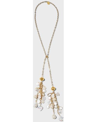 Devon Leigh Freshwater And Keishi Pearl Lariat Necklace - Metallic