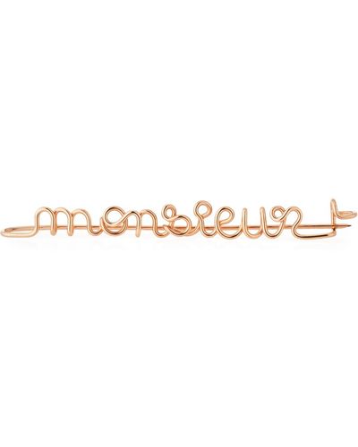 Atelier Paulin Personalized 15-Letter Wire Brooch, Rose Fill - White