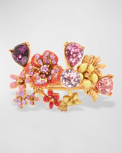 Oscar de la Renta Enamel Flower Garden Ring - Pink