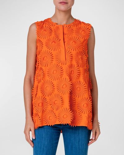 Akris Punto Hello Sunshine Embroidered Tunic Blouse - Orange
