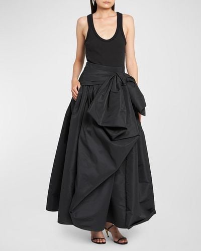 Alexander McQueen Ruched Full Skirt Gown With Bow Detail - Black